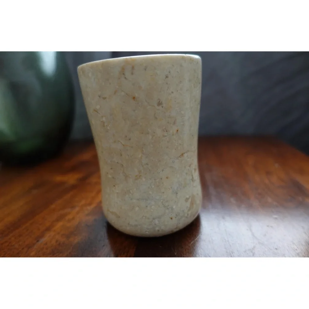 Vintage‎ marble solid tumbler cream color 4.5x 3 inches